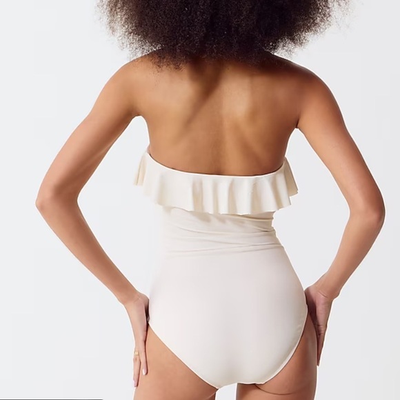 J crew natural Matte ruched one-piece swimsuit with ruffles - Picture 5 of 6